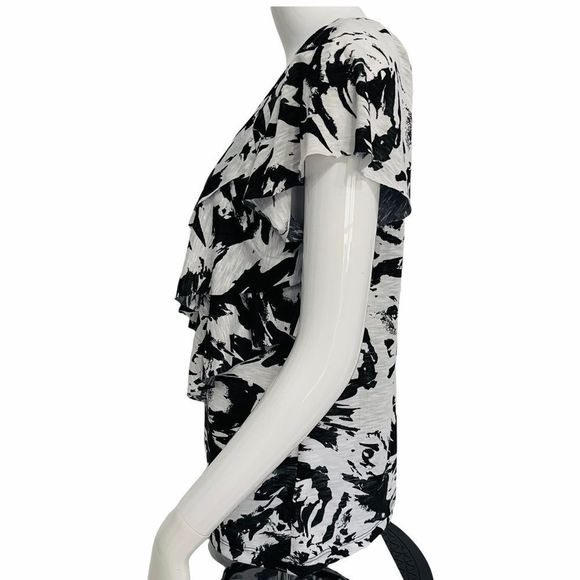 NWT Ab Studio Asymmetrical Knit Top S Tiered Ruffles - Picture 3 of 12